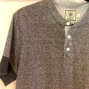 J. Press Heather Gray Cotton Henley T-Shirt Large